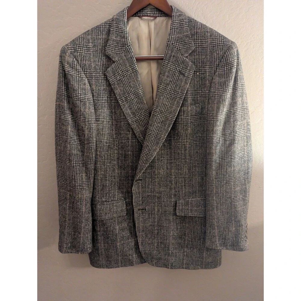 Jos A Bank Camel Hair Glen Plaid Sport Coat Blazer Jacket Brown Tan Men's 38r